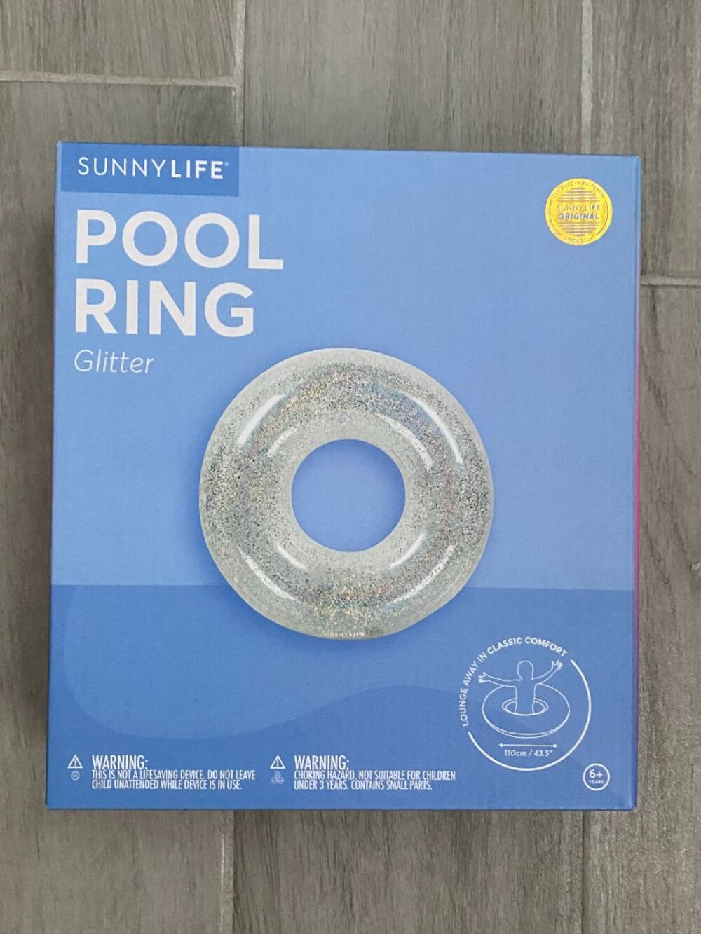 NIB Glitter Pool Ring Inflatable Sunny Life New